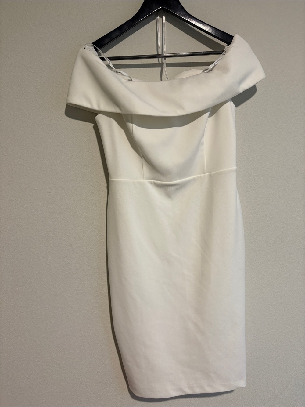 Calvin Klein Off-White Draped Cocktail Dress